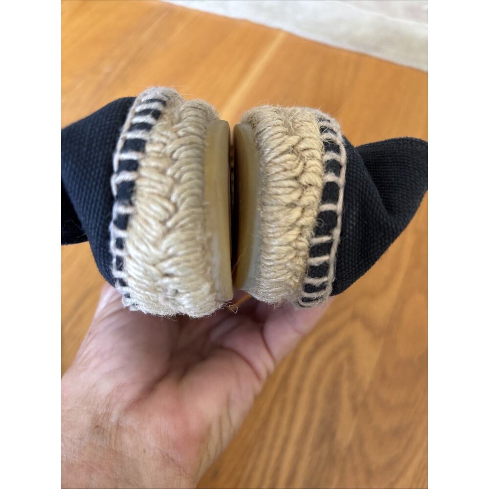 Chanel CC Logo Black Denim leather cap Espadrille Flats EU 38 US 7.5 - Picture 10 of 16